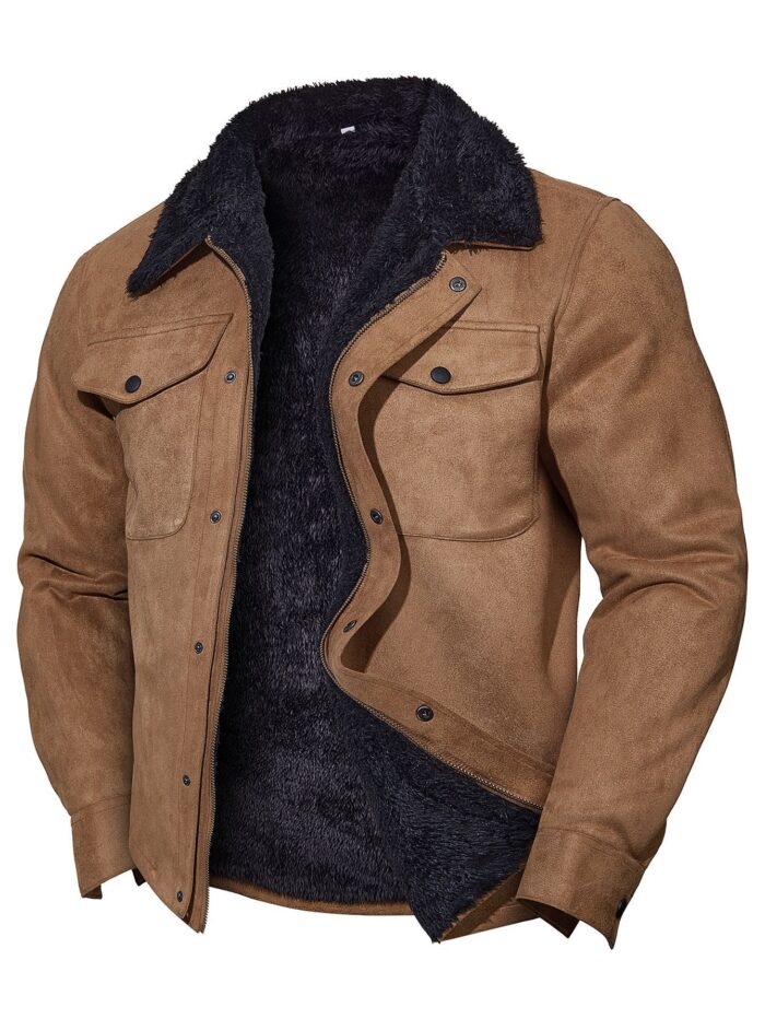 Men's Vintage Suede Casual Coat Lapel - Image 3