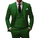 Green Plus-sized Foreign Trade Three-piece Groom Best Man Suit - Image 4