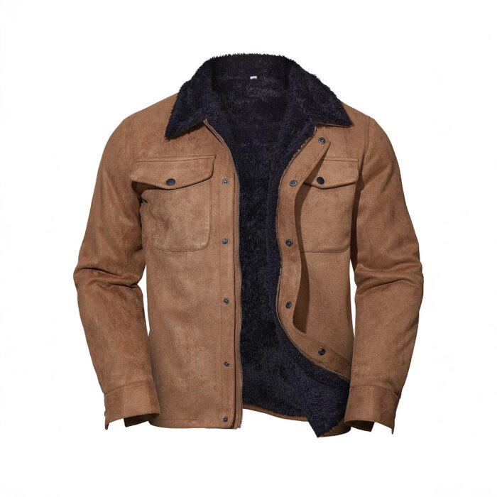 Men's Vintage Suede Casual Coat Lapel - Image 1