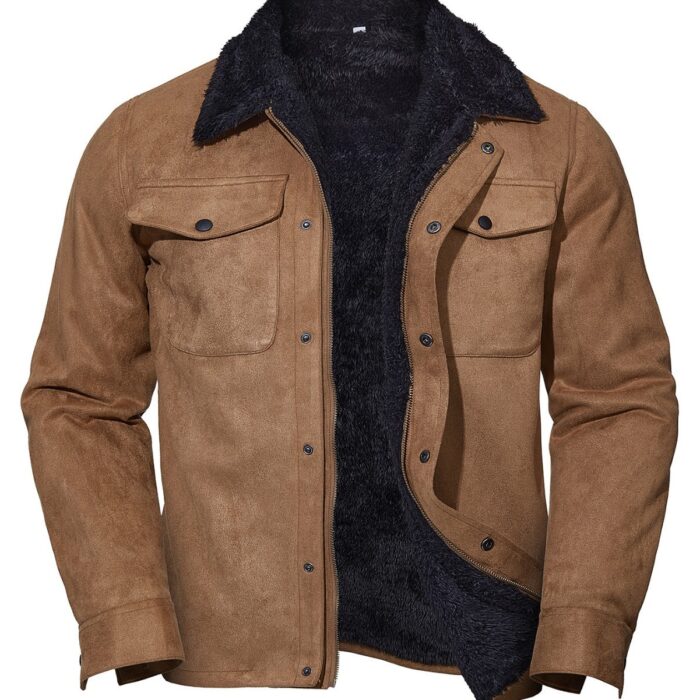 Men's Vintage Suede Casual Coat Lapel - Image 5
