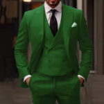 Green Plus-sized Foreign Trade Three-piece Groom Best Man Suit - Image 5