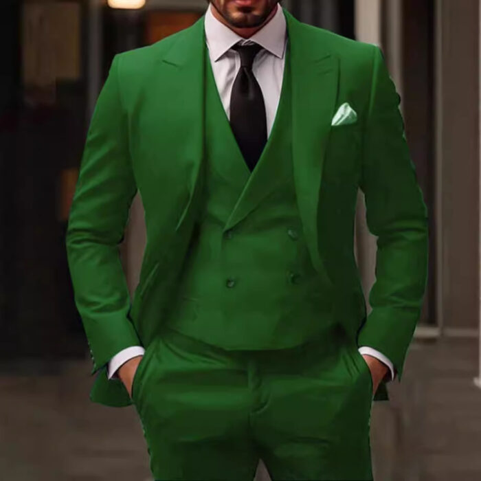 Green Plus-sized Foreign Trade Three-piece Groom Best Man Suit - Image 2
