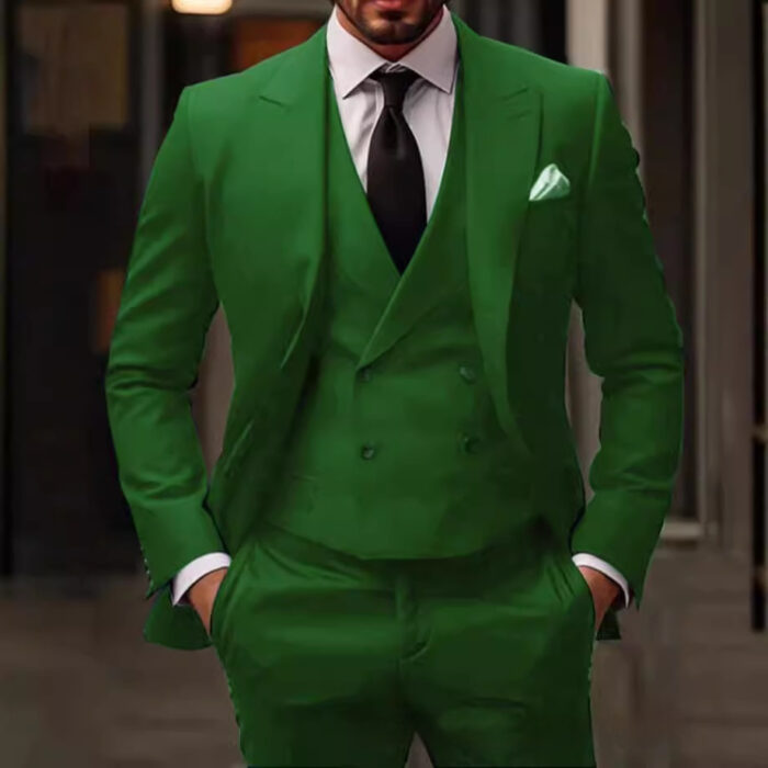Green Plus-sized Foreign Trade Three-piece Groom Best Man Suit - Image 1