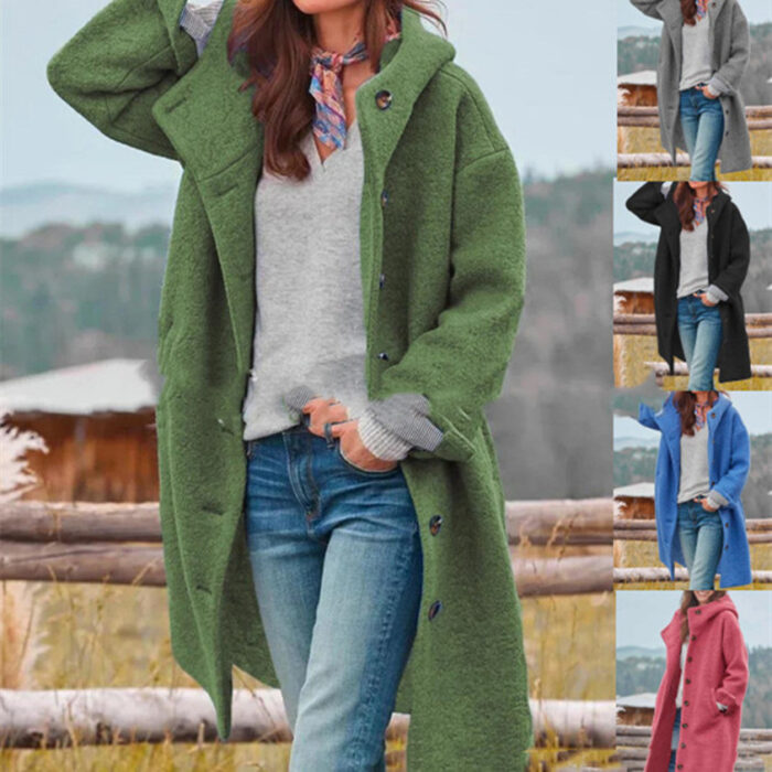 Women's Temperament Thickened Tweed Medium-length Trench Coat - Image 1