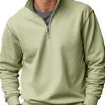 Casual Zipper Stand-up Collar Thick Fleece-lined Solid Color Men's Sweater - Image 4