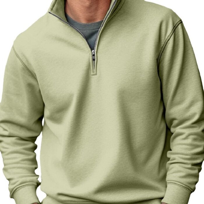 Casual Zipper Stand-up Collar Thick Fleece-lined Solid Color Men's Sweater - Image 4