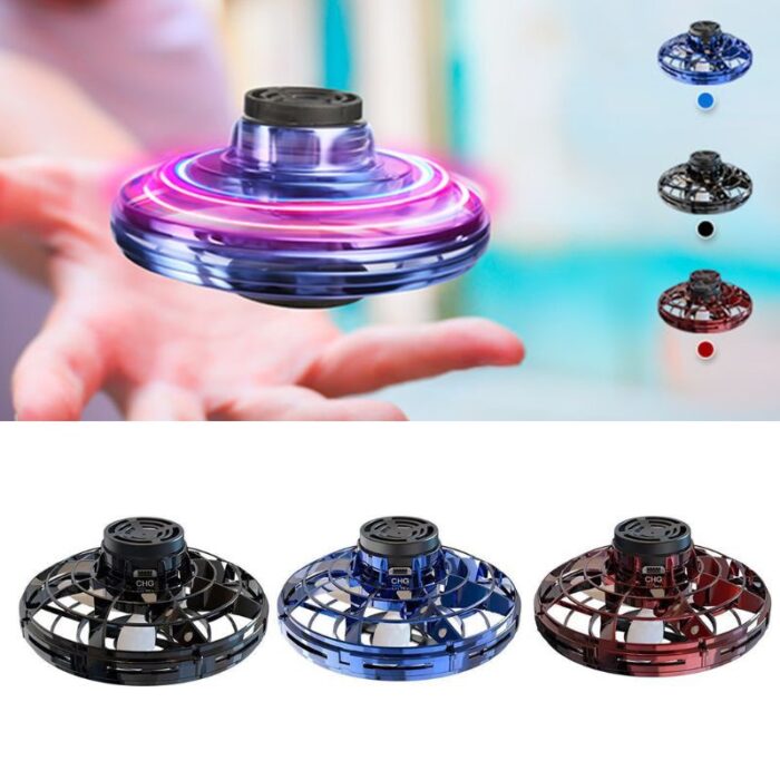 Mini Fingertip Gyro Interactive Decompression Toy Drone LED UFO Type Flying Helicopter Spinner Toy Kids - Image 1