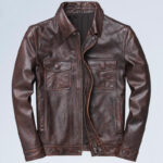 Lapel Motorcycle Leather Men's Casual Retro Leather Jacket Coat - Image 2