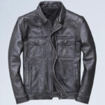 Lapel Motorcycle Leather Men's Casual Retro Leather Jacket Coat - Image 5