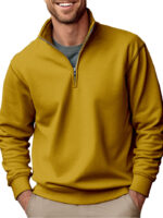 Casual Zipper Stand-up Collar Thick Fleece-lined Solid Color Men's Sweater - Image 2