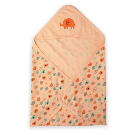 LuvLap Cotton Hooded Wrapper - Baby Towel for New Born | Big Size 75cm x 75cm | Soft, Safe & Skin-Friendly | for Newborns 0-12 Months | Lightweight & Travel Friendly, Elephant...